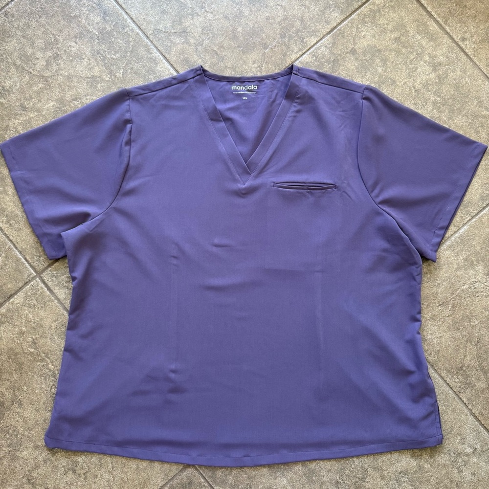 EUC - Mandala Scrubs Purple V-Neck Top